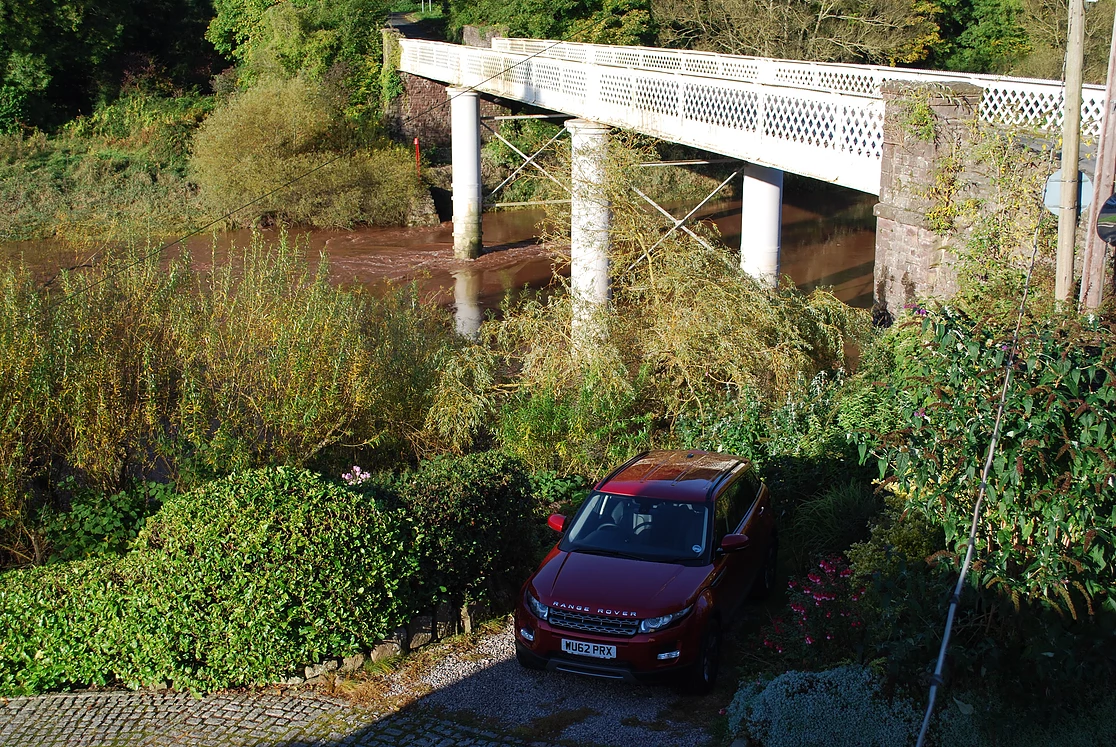 Brockweir Bridge and car
